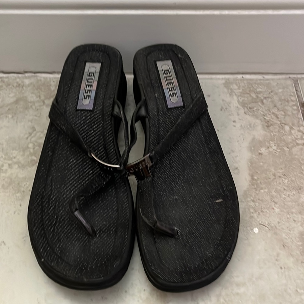 Vintage Guess black denim sandals